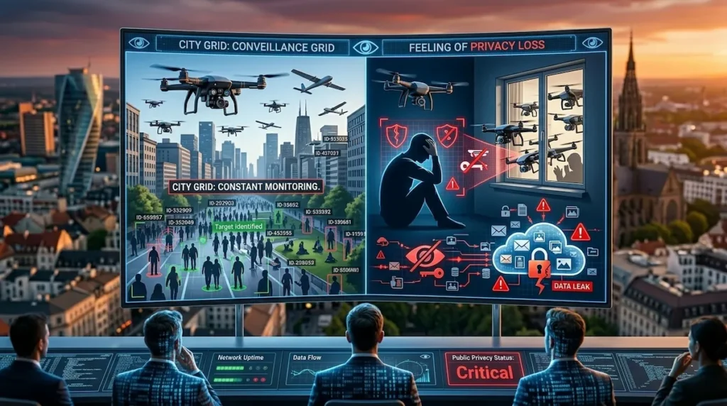 vigilancia-drones-cidade sensação de vigilância com drones em áreas urbanas