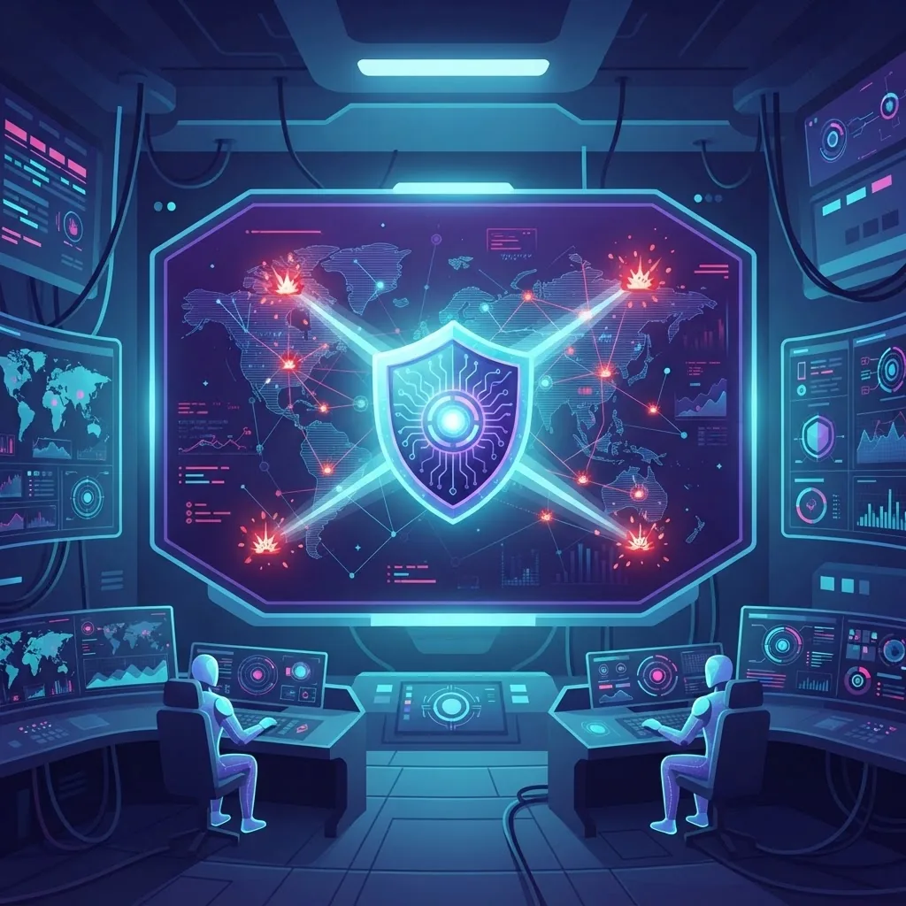 Agente de IA monitorando segurança digital e detectando ameaças