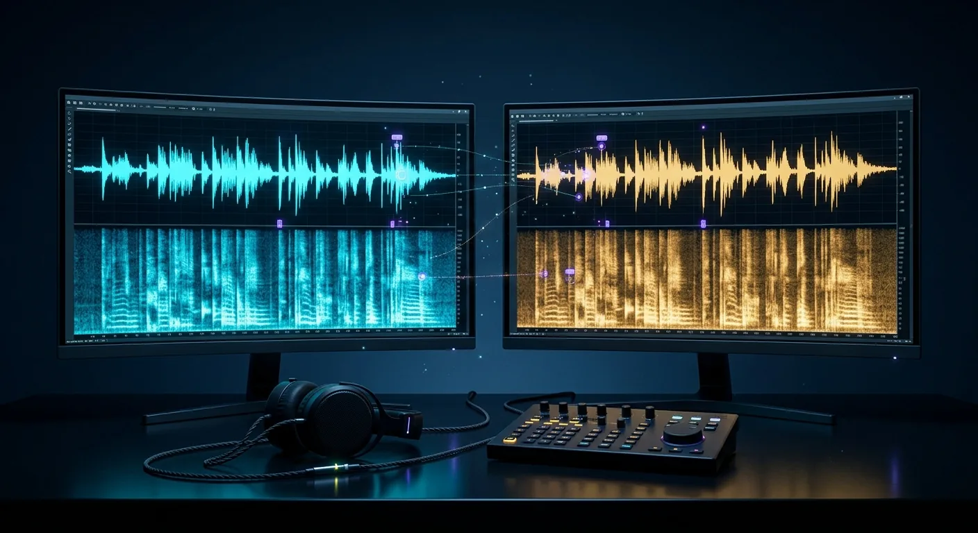 Análise de espectrograma comparando voz real e deepfake de voz gerado por IA